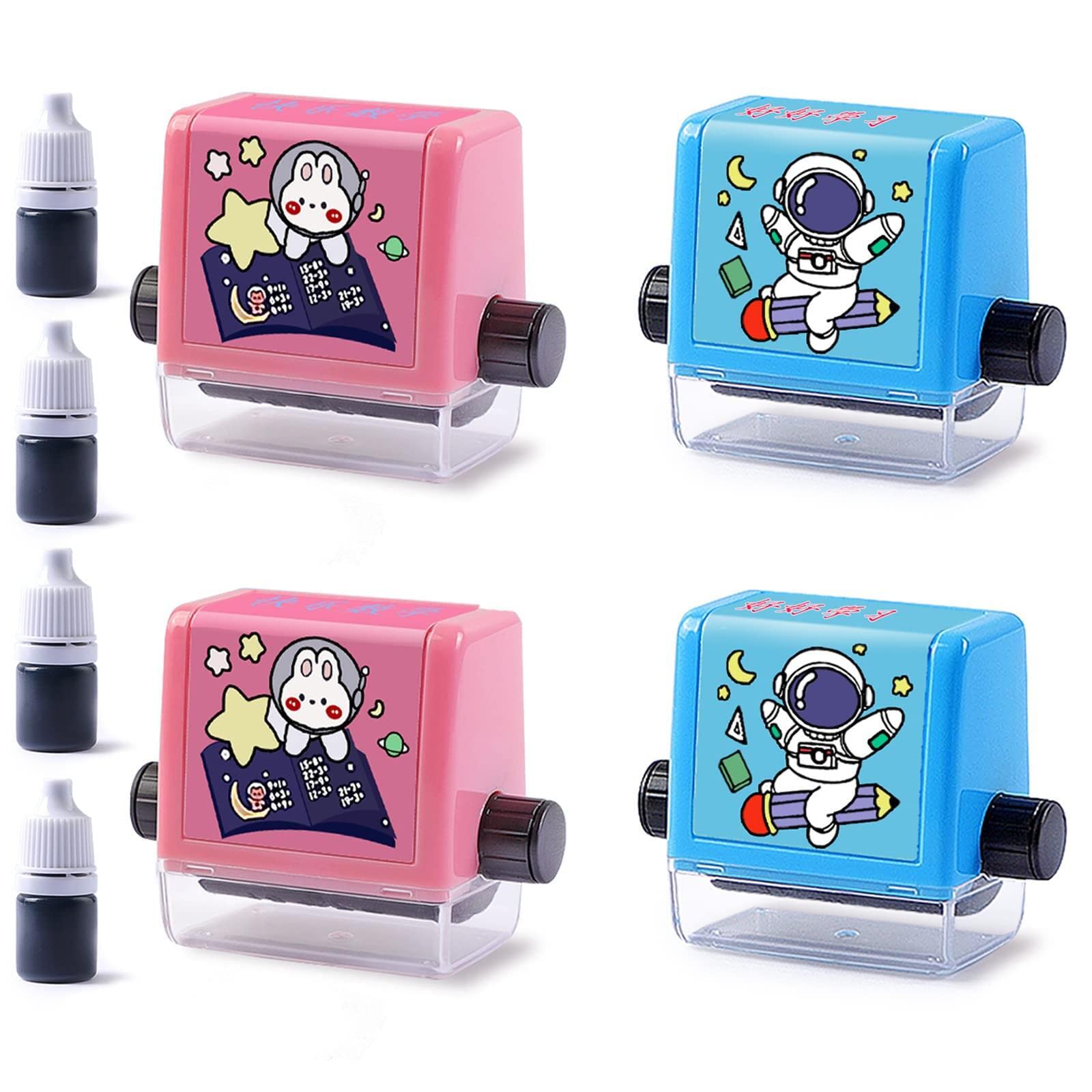 Fawoonu 4PCS Smart Math Roller Stamps,Teaching Stamps for Kids,Math Practice Stamps,Addition Subtraction Multiplication Division Math Learning Stamps Within 100,for Preschool Kindergarten Classroom Su