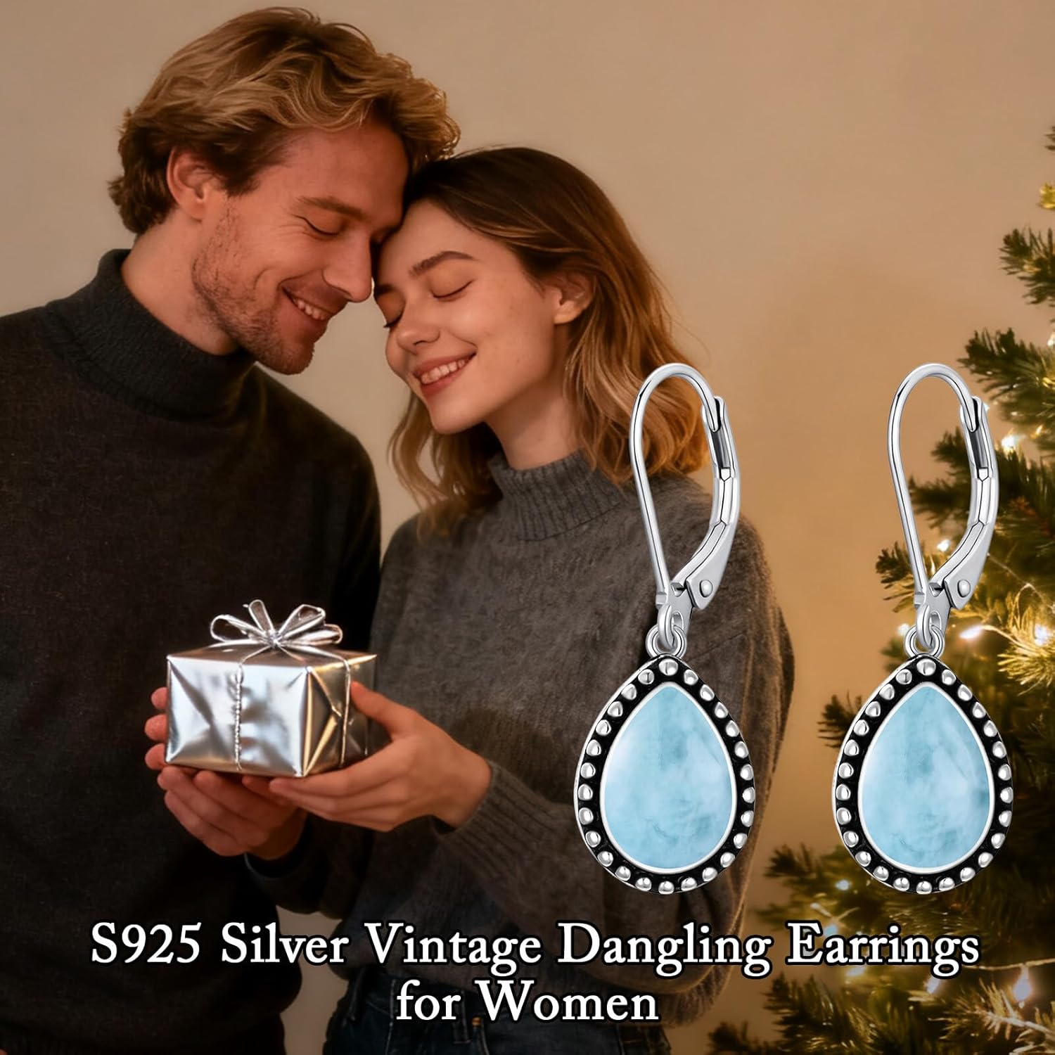 925 Sterling Silver Vintage Teardrop Dangle Drop Leverback Earrings for Women Hypoallergenic