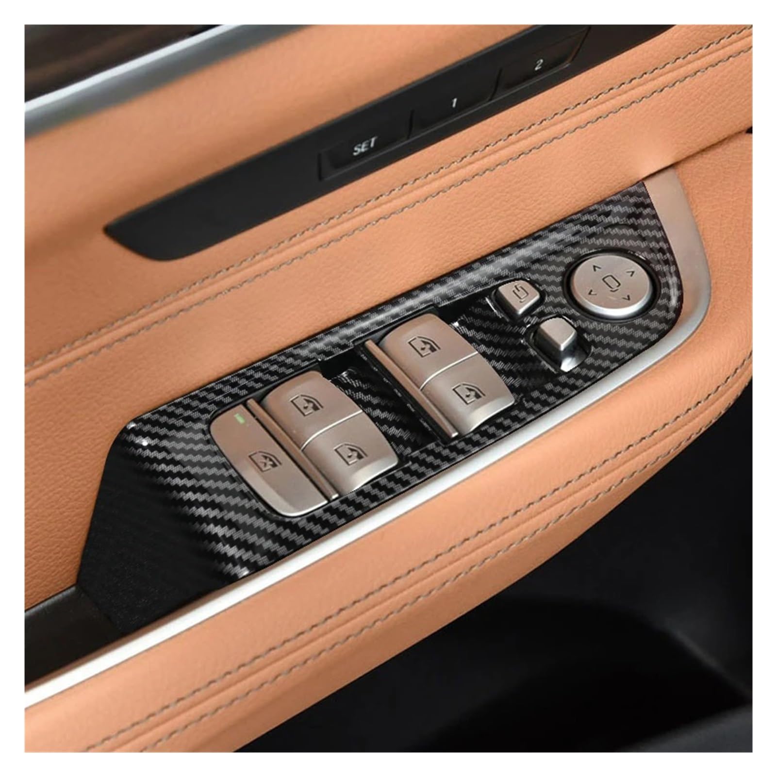 Autotür-Armlehnenverkleidung, Fensterglas, Hebeknopf, Schalter, Dekoration, Auto-Abdeckung, Aufkleber, Verkleidung, kompatibel mit BMW 6er Gt 6gt G32 2018–2023(Carbon Fiber Color)