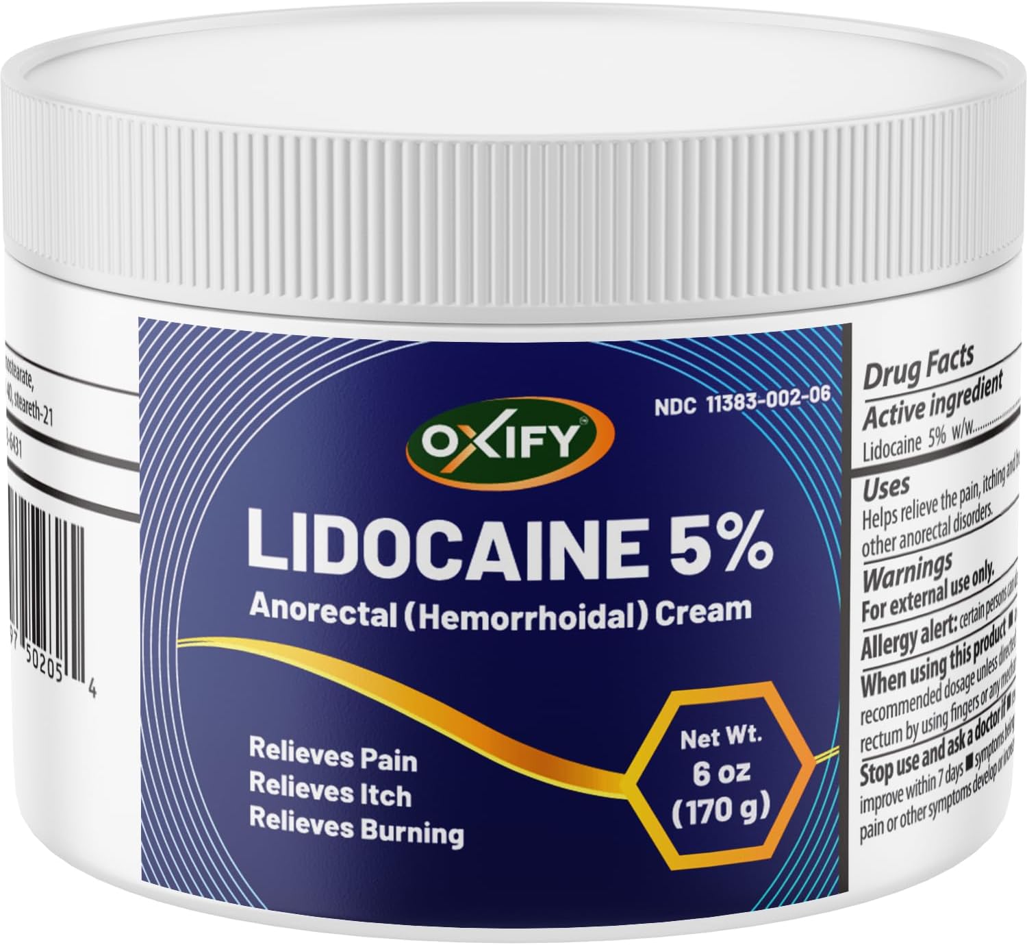 Oxify 5% Lidocaine Anorectal Cream for Hemorrhoids – Fast-Acting Lidocaine Cream for Itch Relief | 6oz (170g)
