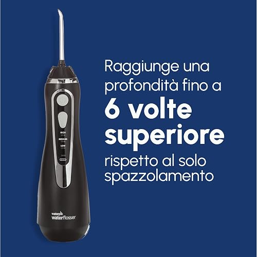 Waterpik Cordless Advanced, 3 Pressure Settings, Dental Plate Removal, Perfect for Travel and for Small Bathroom, Rechargeable USB Power Supply, Black Color (WP-582EU) - 8