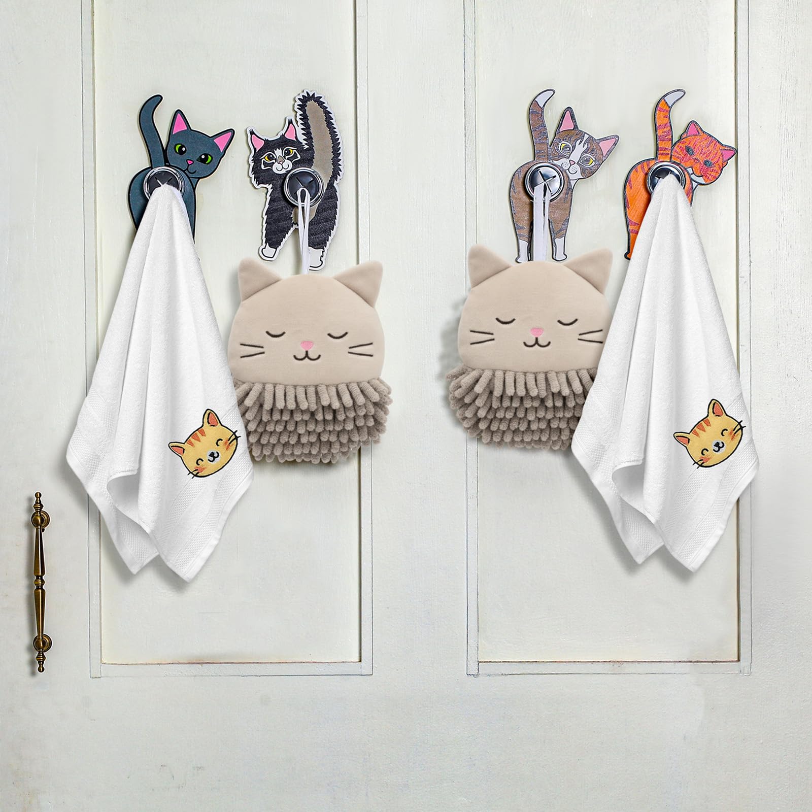 Ceenna 4 Pcs Funny Cat Butt Towel Holder Cat Themed Elephant Gifts for Lovers Cute Kitchen Towel Hook Decorative for Mothers Day Gifts Bathroom Kitchen Housewarming Birthday