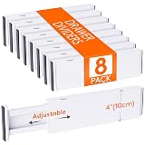 Lifewit Plastikowe przegrody do szuflad, 8 sztuk, wysokość 10 cm, regulowane organizery do szuflad na ubrania, rozszerzalne separatory komody w sypialni/łazience/kuchni/biurze organizacja i