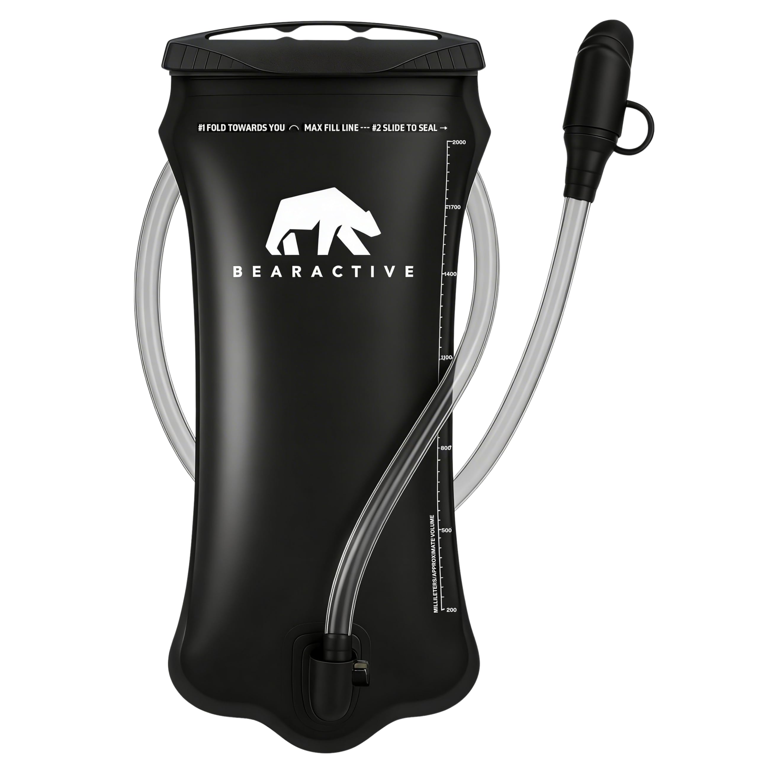 Bearactive Hydration Bladder, Water Bladder 2L for Running Backpack with BPA-Free TPU, Hydration Pack, Leak-Proof Water Pouch, No Plastic Smell – Hiking, Running, Cycling & Camping (Black, 2 Litre) — image 1