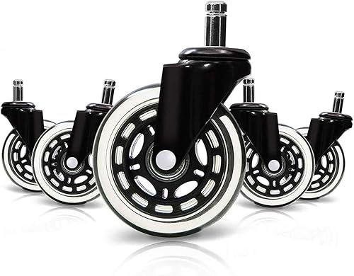 Ruedas giratorias para silla de oficina, resistentes, seguras para todos los pisos, incluyendo madera dura, reemplazo perfecto para tapete de