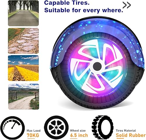 Miniatura 4 de UNI-SUN Self Balancing Scooter for Kids, 6.5" Two Wheels Scooter with Bluetooth and Lights for Girls Boys Kids Adults Azul