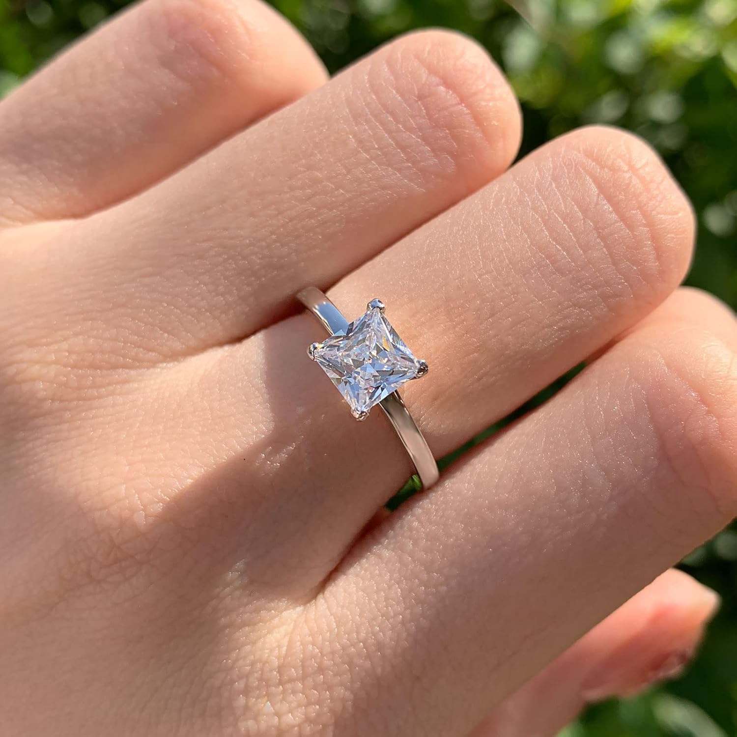 SHELOVES Wedding Engagement Ring Set for Women AAAAA Princess CZ Bridal Sets 925 Sterling Silver Sz 6