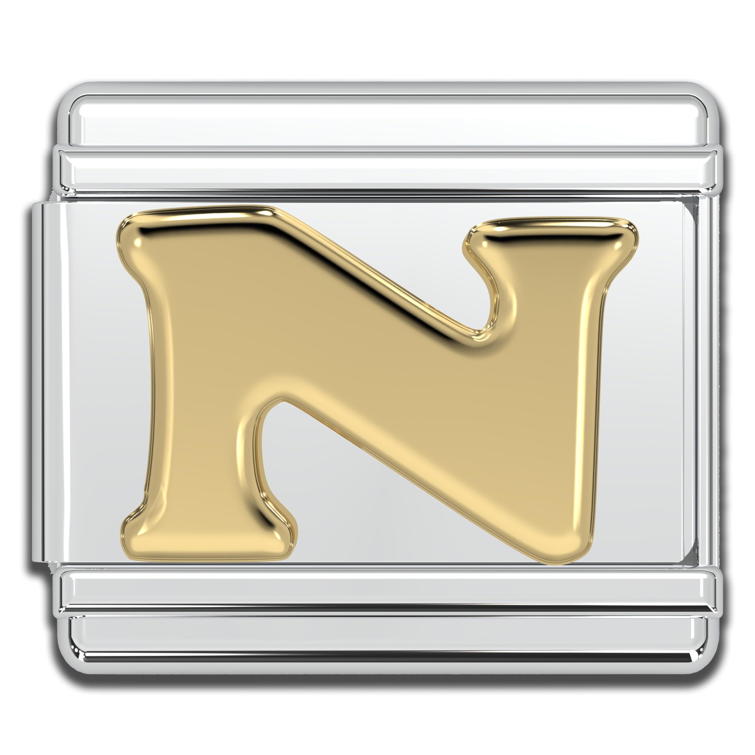 Fablinks Italian Bracelet Letter Charm, 9mm Gold Alphabet Charms, Jewelry Bracelets Links for Women, Stainless Steel Initials Link Letters for Men