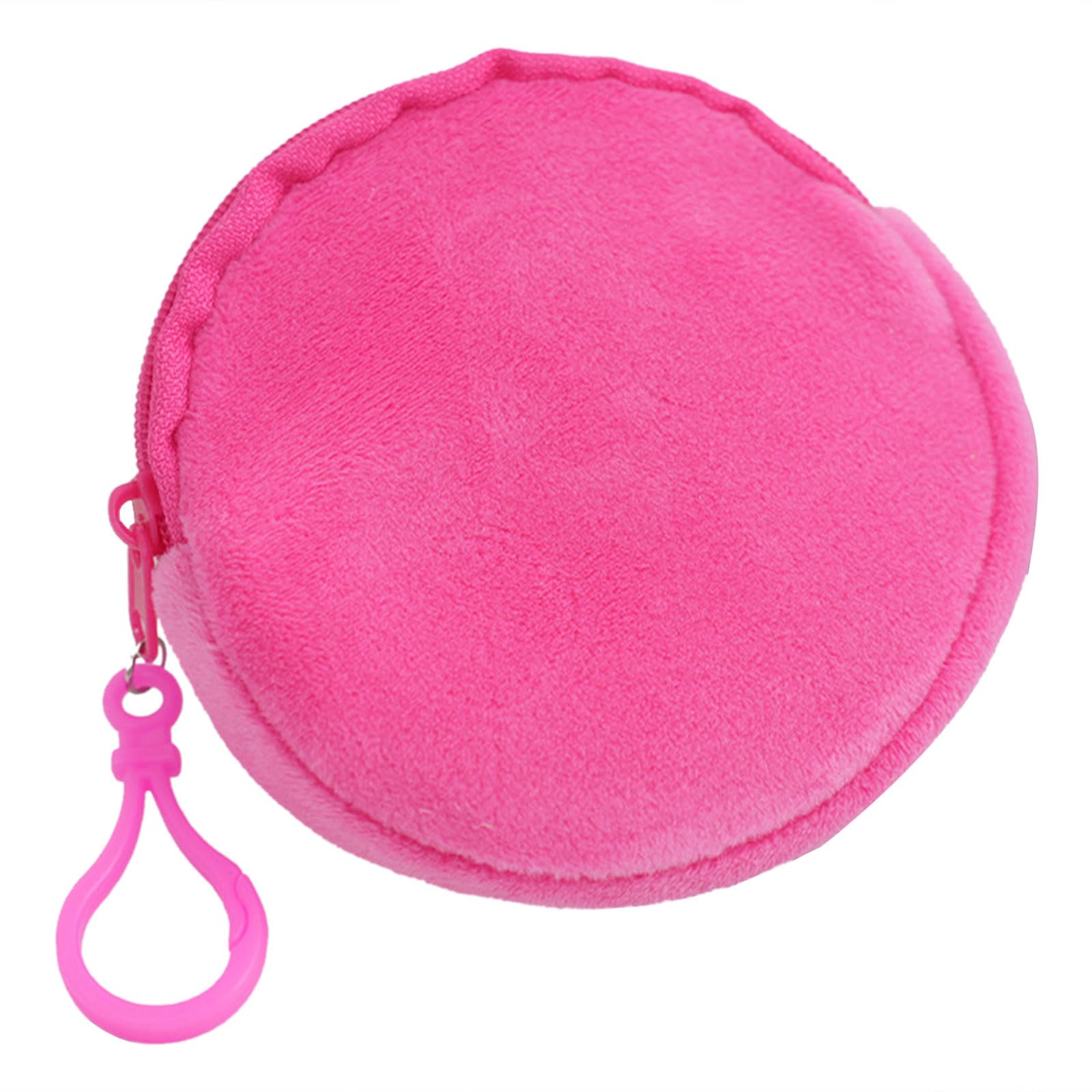 ZWWAAZHF Fabric Candy Colored Round Coin Purse Keyring Small Cash Holder Stylish Plush Wallet Keychain Jewelry for Women Candy Colored Coin Purse
