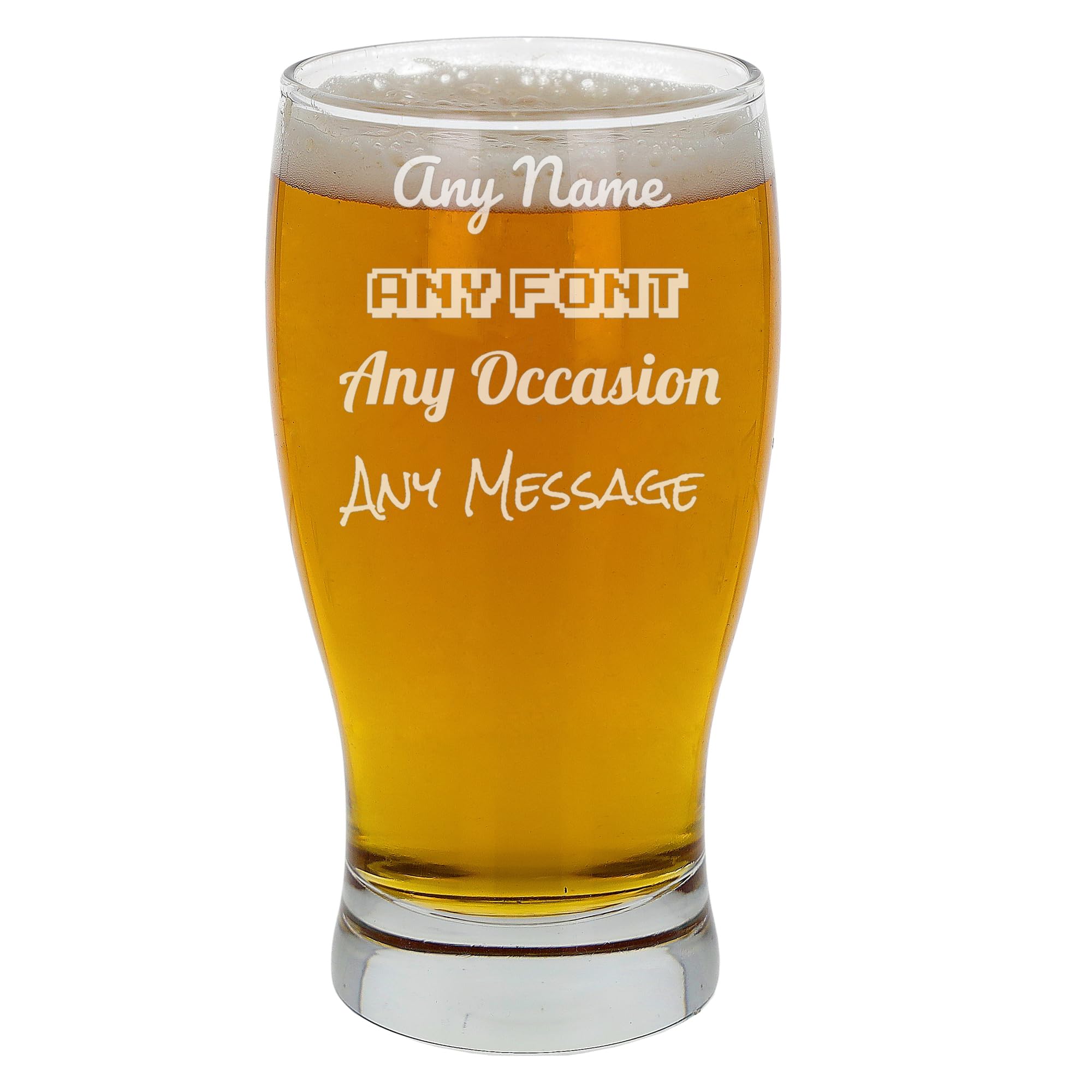 Always Looking Good Personalised Pint Glass - Tulip Shape Engraved Any Message, Any Occasion, Customised Beer Glass for Men, Elegant Personalised Gifts for Him - Pint Glass Gifts for Men (Any Text)