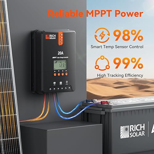 Miniatura 3 de RICH SOLAR 30 Amp 12V24V DC entrada MPPT controlador de carga solar con pantalla LCD regulador de panel solar para gel sellado inundado y batería de