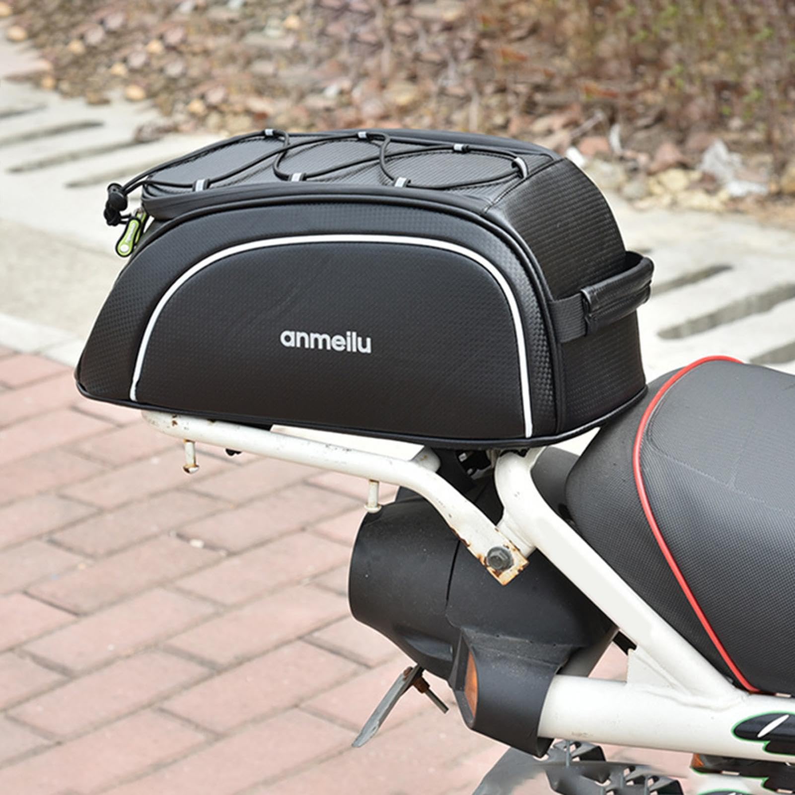 Bolsa trasera para portabicicletas Paquete de baúl de 8L para bicicleta | Bolsas de viaje para bicicletas resistentes al agua con tira reflectante Accesorio de ciclismo para motocicletas