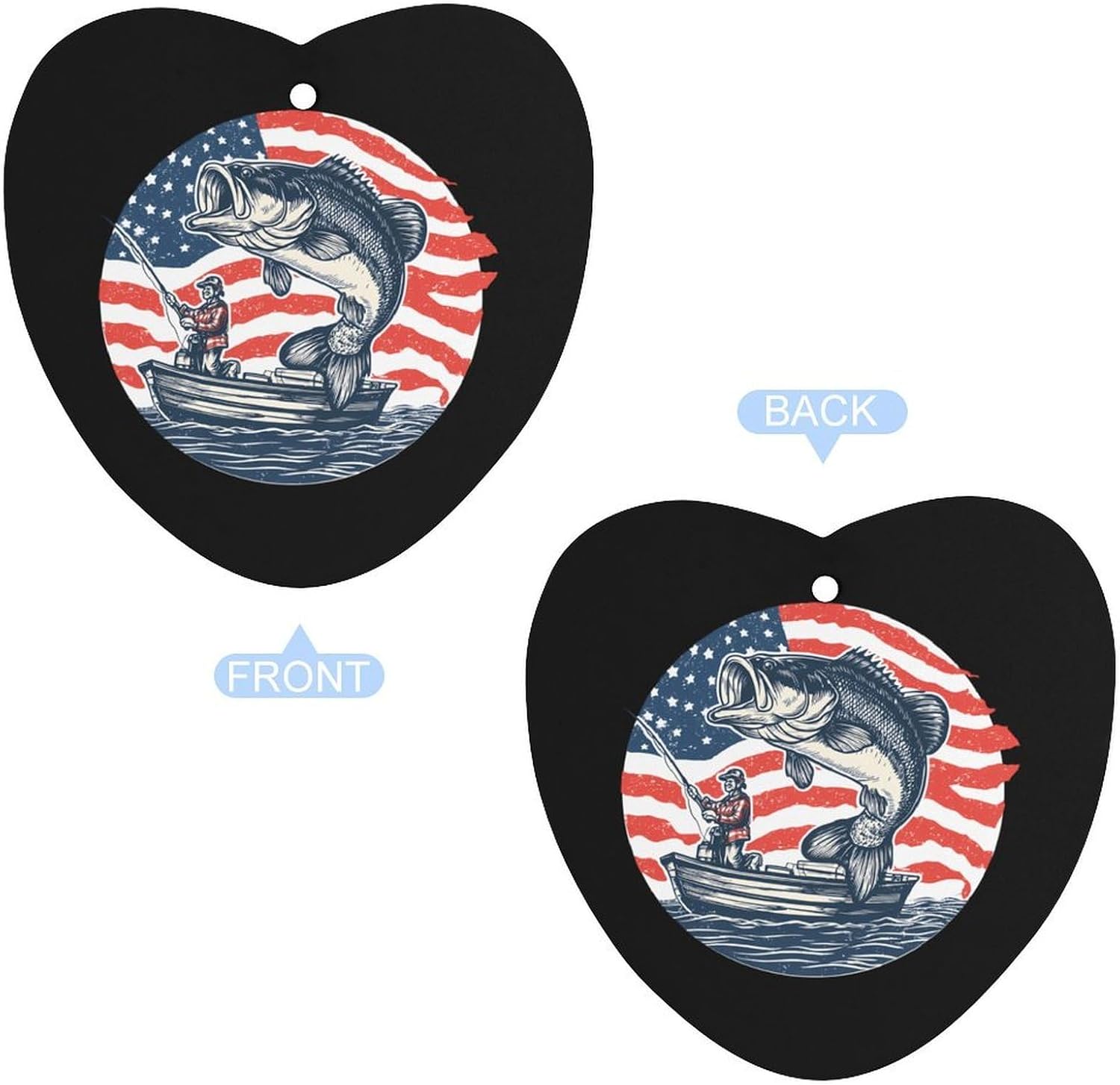 Bass Fish Flag of USA Car Air Freshener Hanging Aromatherapy Tablets for Car Accessories Love form