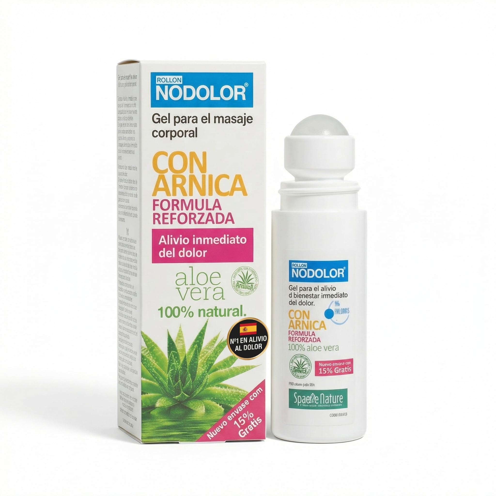 Spa Nature Rollon NoDolor-Gel para Alivio Inmediato del Dolor para Músculos y Articulaciones-Arnica y Aloe Vera 100% Natural, 70 ml