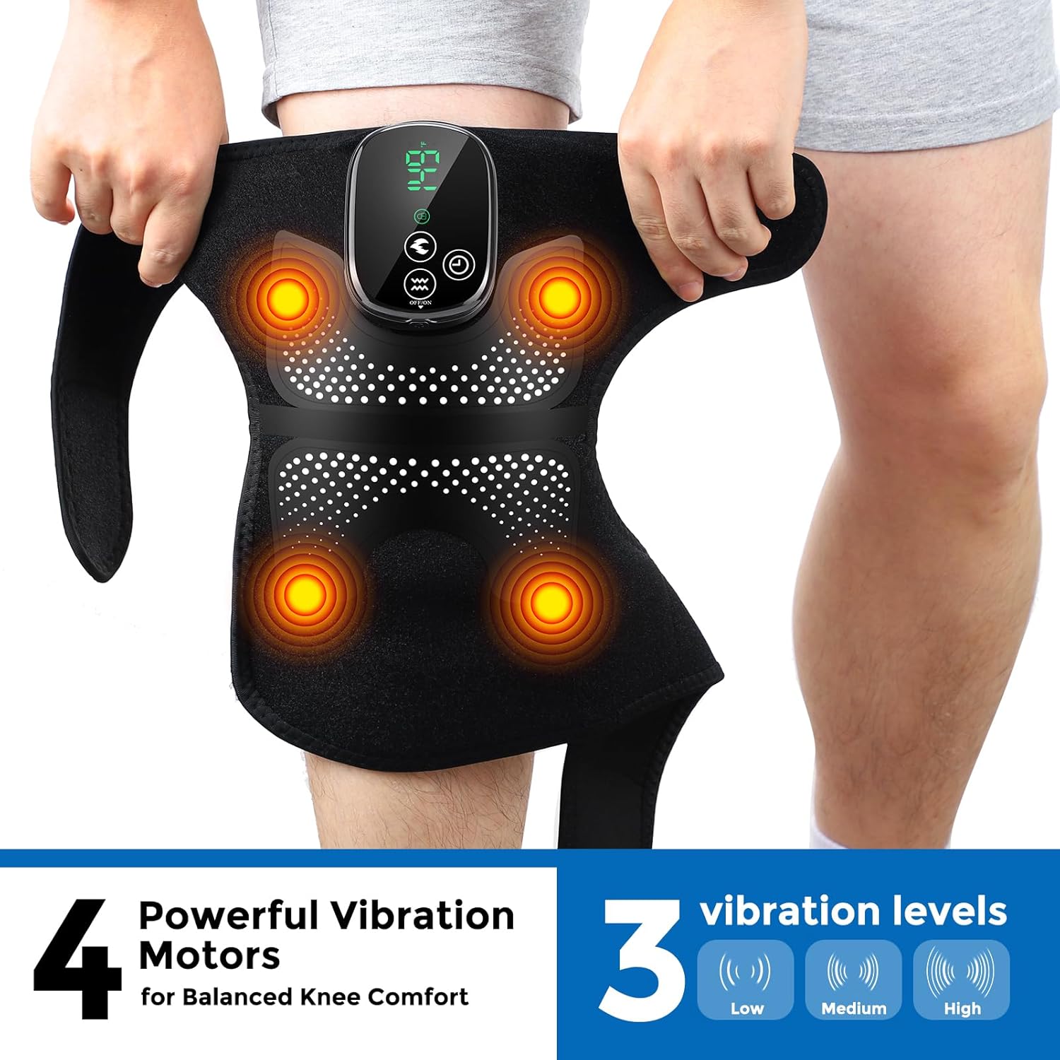 DeMoce Cordless Knee Massager with 4 Powerful Motors, Knee Heating Pad with Massage and Red Light, 5 Heats & 3 Massages, Built-in 5000mAh Rechargeable Battery, Knee Heating Pad for Knee Pain Relief - Image 6
