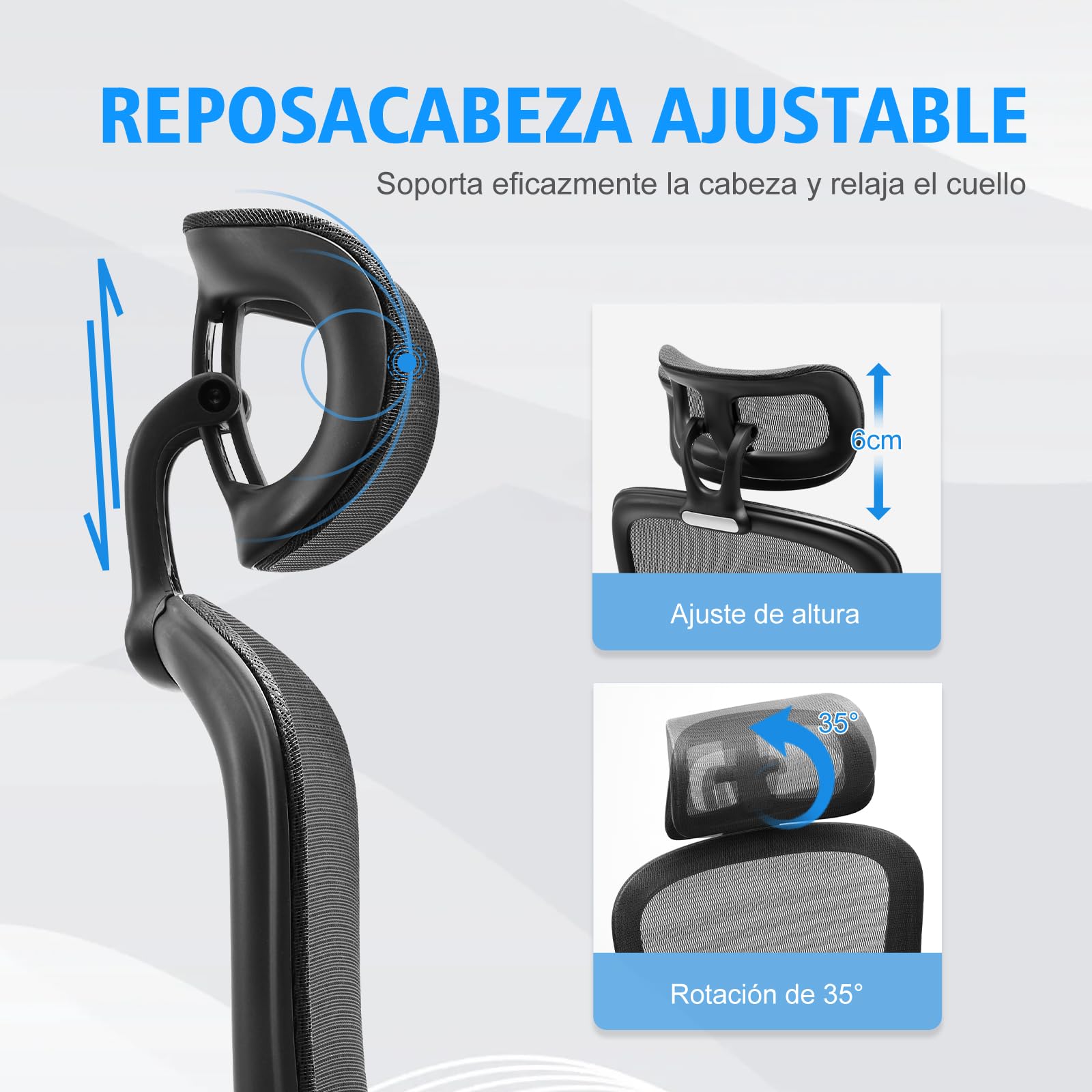 Magic Life Silla de Oficina Ergonómica con Soporte Lumbar, Asiento de Malla Rebotante, Respaldo Transpirable y Reposabrazos 3D, Altura Ajustable para Oficina en Casa (Negro)
