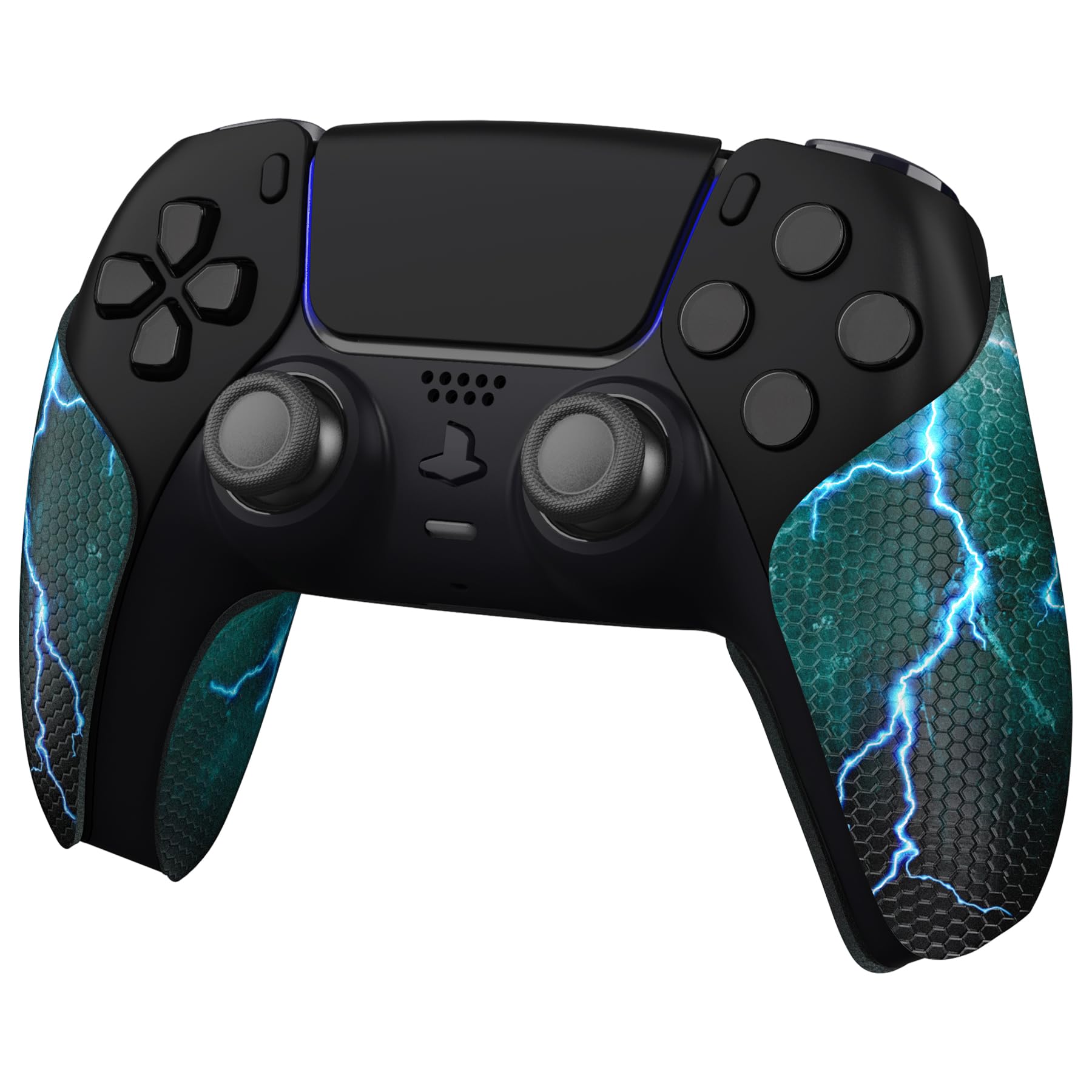 eXtremeRate PlayVital Grip Adesivo per ps5 Controller Joystick, Skin Gomma Antiscivolo per Impugnature Maniglia-Tempesta di Tuoni Verdi - 5