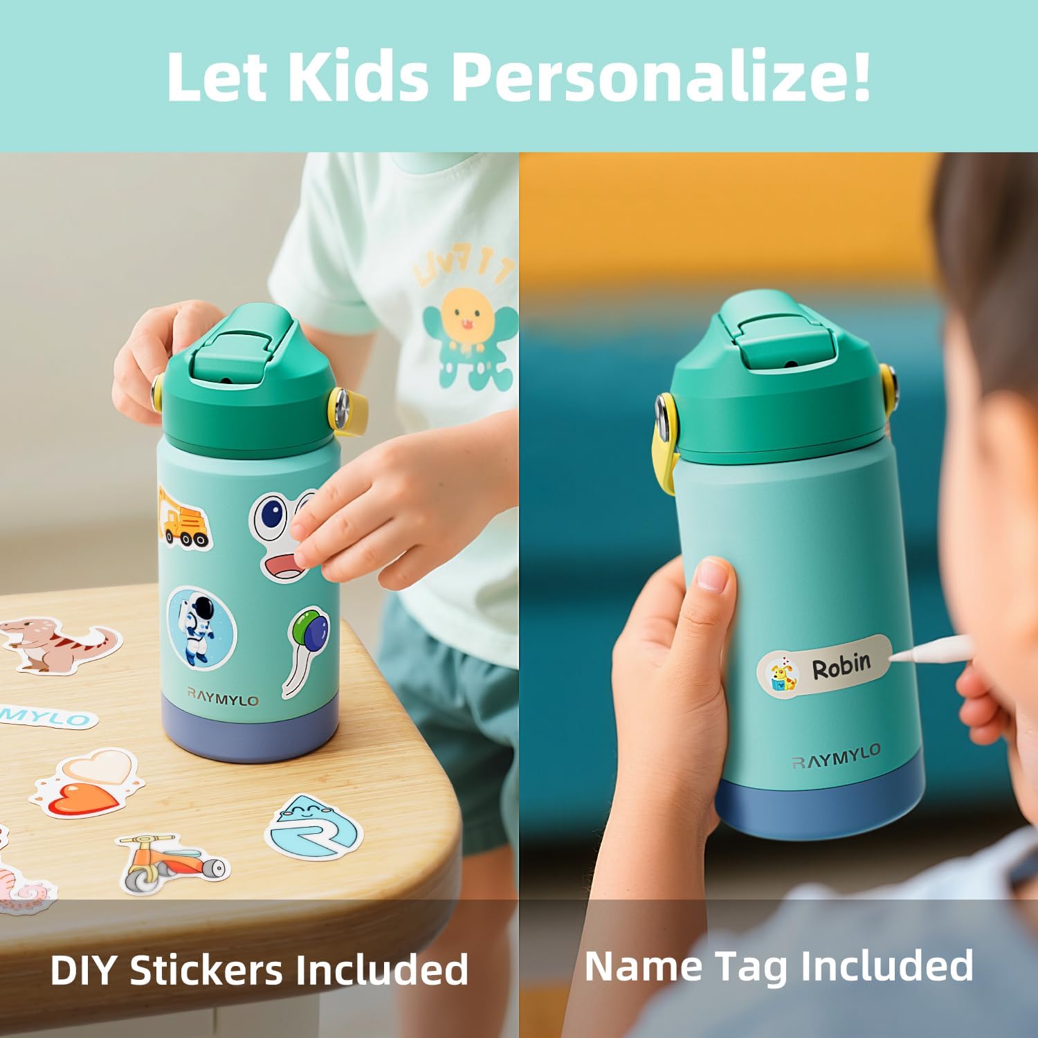 Toddler Water Bottle Stainless Steel Insulated, 12 oz Kids Water Bottle for School Boys Girls, Toddler cups with Straw (Cold for 24 Hrs, Hot for 12 Hrs), Dishwasher Safe & BPA Free & Leakproof - Image 5