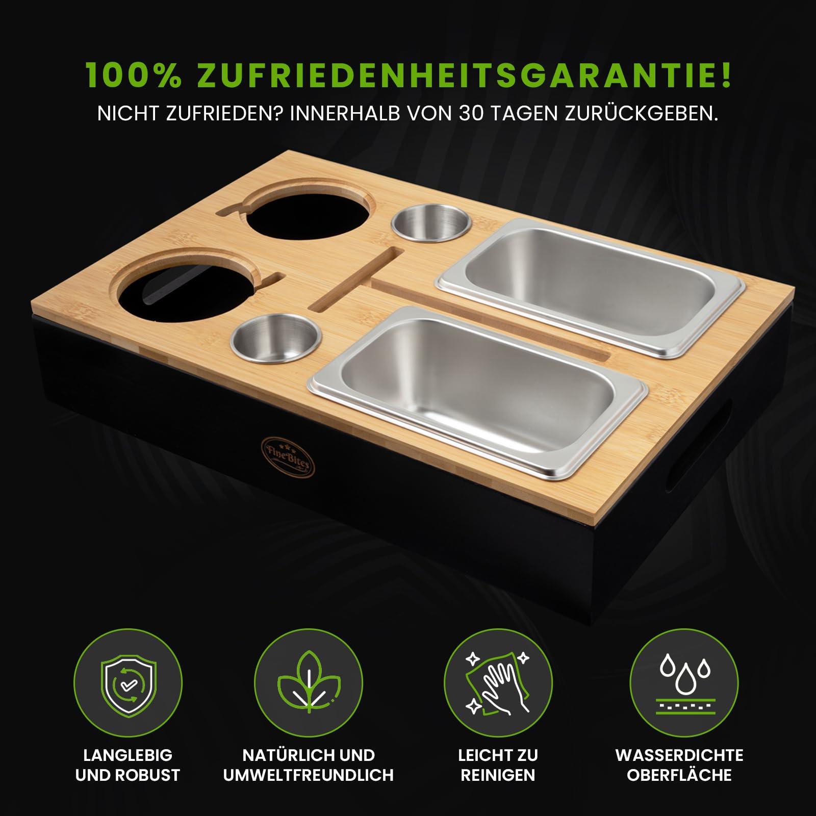 Couchbar Snackbox für 2 aus Bambus – Snackbar Sofatablett mit Getränkehalter & 2 Snackschalen – Couch butler mit magnetischem Deckel, Couch bar Organizer Tablett, Geschenk für Männer & Frauen