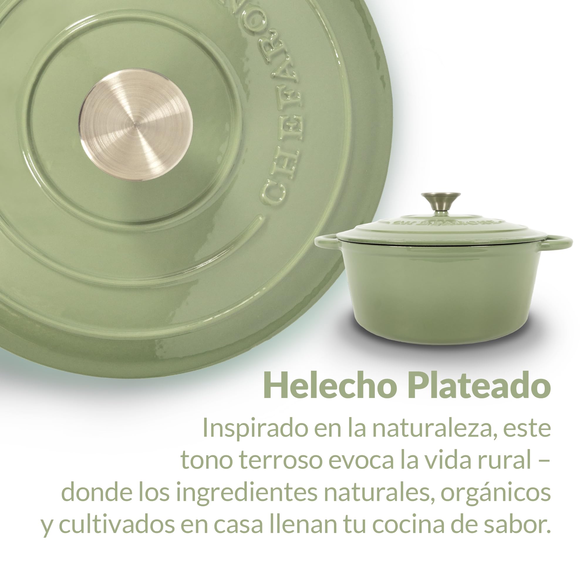 Chefarone Cacerola Hierro Fundido 24 cm 3,5L Esmaltada con Tapa Inducción Horno – Cocotte Multiusos para Hornear Pan Guisar Freír Cocinar