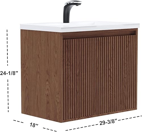 Miniatura 2 de Dowell - Juego de tocador de baño blanco de 30 pulgadas con fregadero de cerámica, armario de baño moderno con puerta de cierre suave, juego de