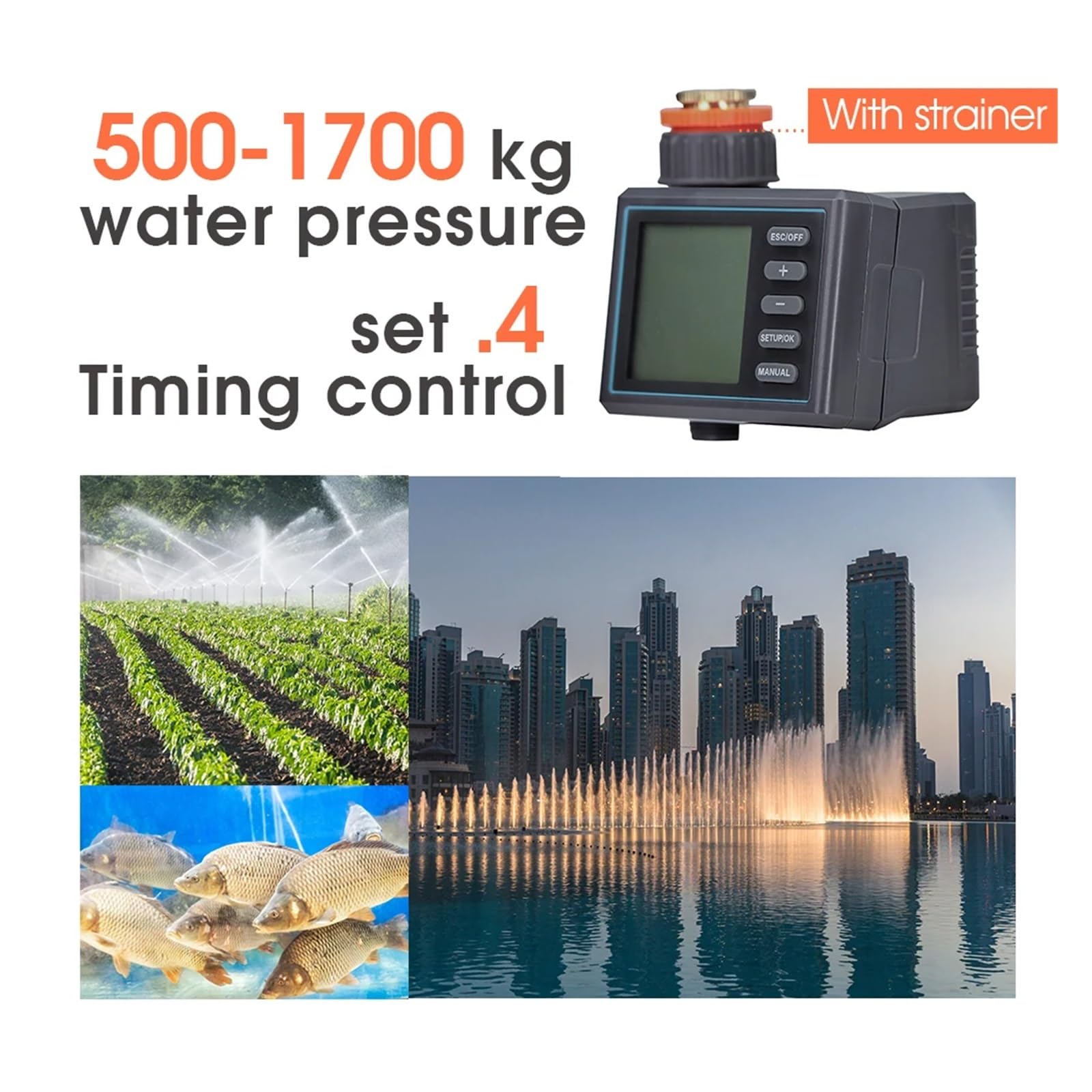 Timer for irrigazione Automatico da Giardino con Display a Grande Schermo, Controller for irrigatori programmabili LCD for Sistema di irrigazione con Rubinetto Flessibile(H x Timer)