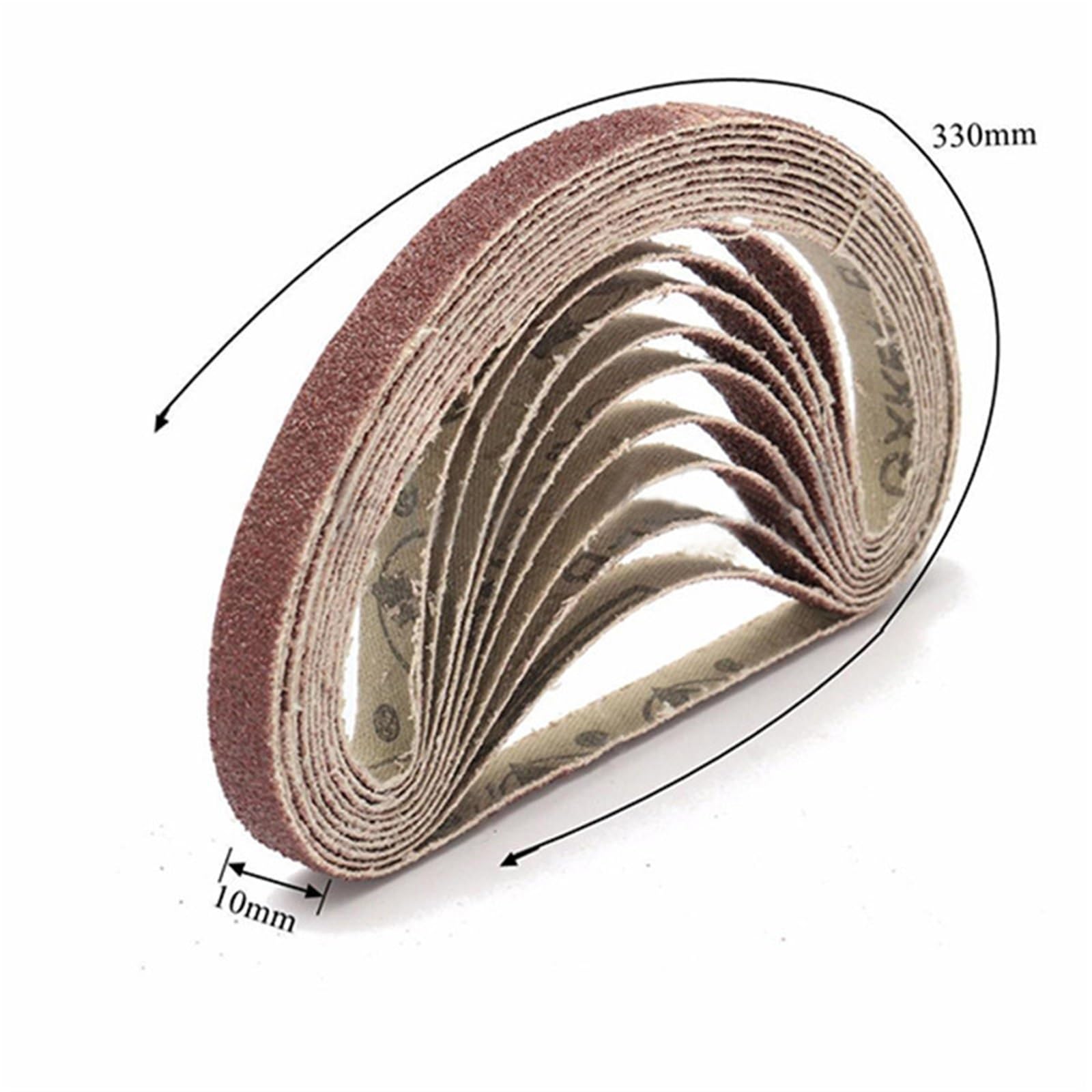 50 pz/set 330 * 10MM Nastri Abrasivi 40-1000 Grana Carta Vetrata Banda Abrasiva for Legno Morbido Metallo Rettifica lucidatura(320)