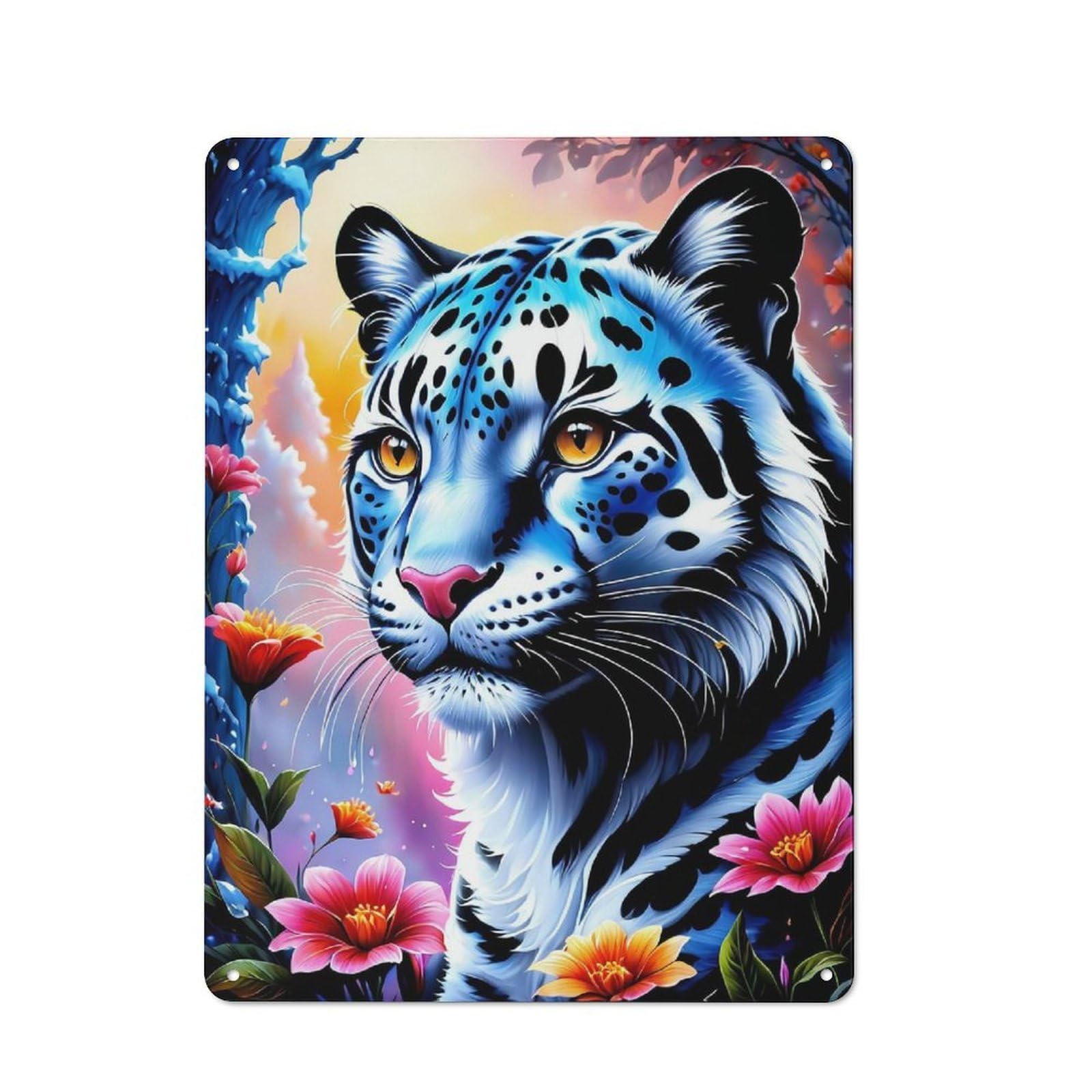 Junmoney Mythical Tiger Tin Wall Plaque 40X30cm With For Man Cave Or Games Room, A Housewarming Gift For Leisure-Room Decor Enthusiasts