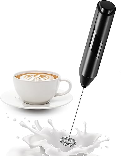 YSSOA Espumador de leche eléctrico de mano, funciona con pilas, batidor automático de espuma de leche, mezclador de bebidas para café, frappé,