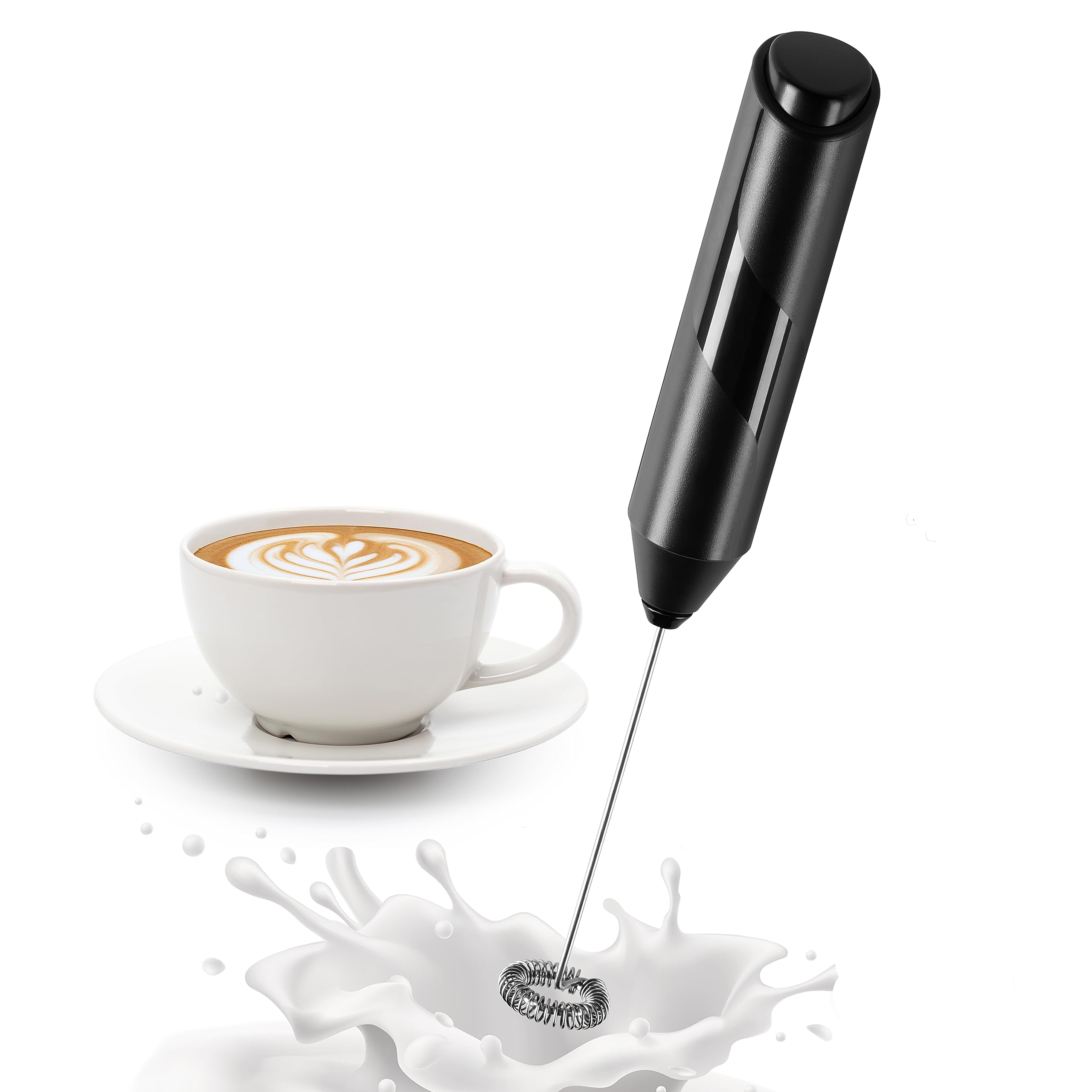 YSSOA Electric Milk Frother Handheld Battery Operated Automatic Milk Foam Whisk Drink Mixer for Coffee, Frappe, Latte, Matcha, Black