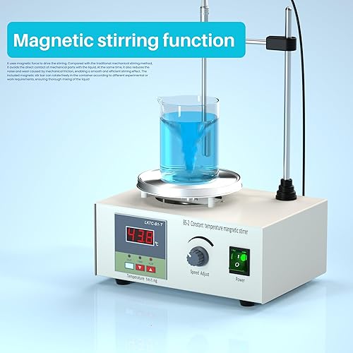 Miniatura 2 de Agitador magnético, placa caliente agitador magnético, mezclador magnético de 110 V 200 W, con barra de agitación magnética, pantalla digital,
