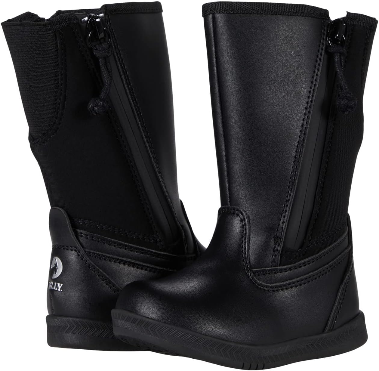 BILLY Footwear Kids Rain for Toddlers - Dual Zipper, Closed and Raised Round Toe, Water Resistant High Boots