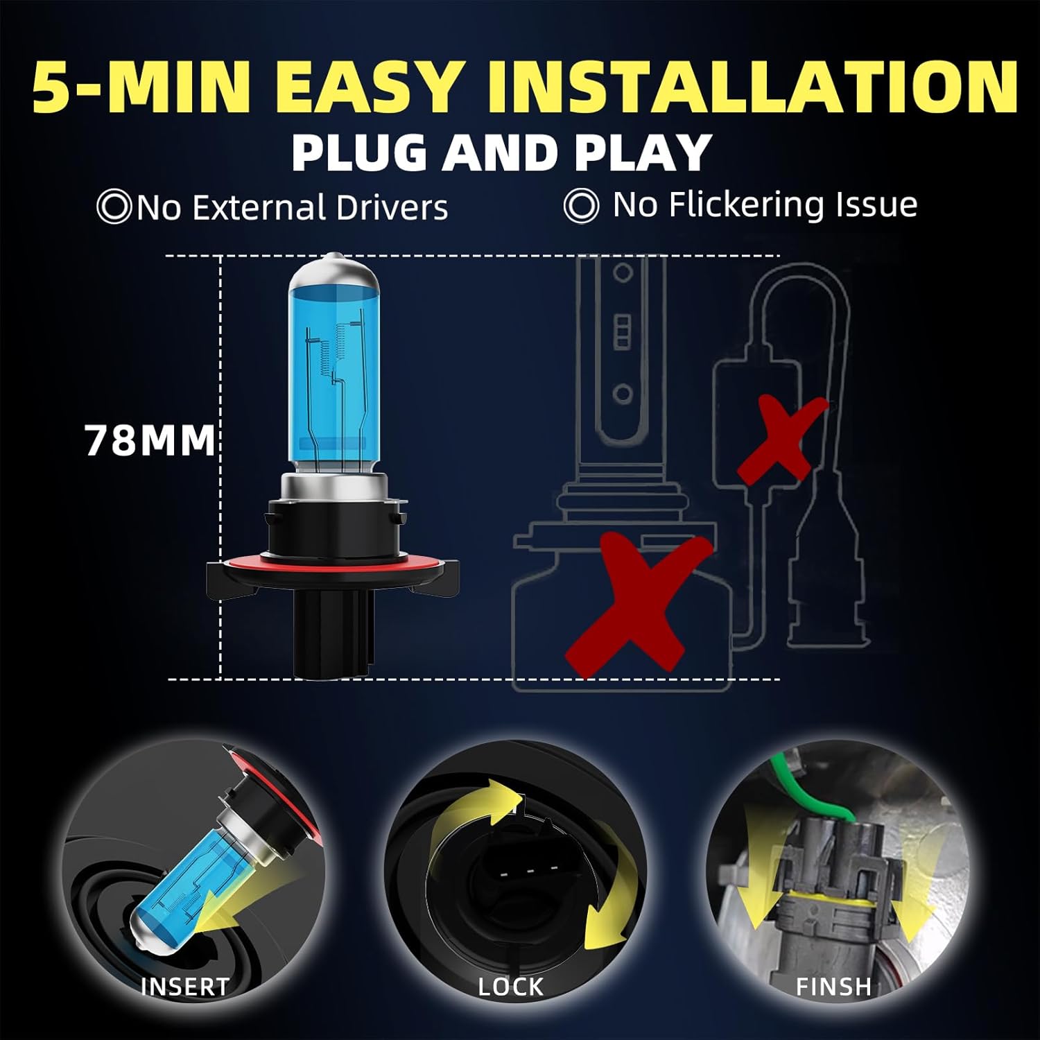 HeadLight Bulbs Fit for 2006-2010 Ford Explorer,9008 High Low Beam Light Bulbs 9145 Fog Light License Plate Lights Combo,Halogen HeadLight,300% Brightness,Plug and Play,6000K White,6 Pcs