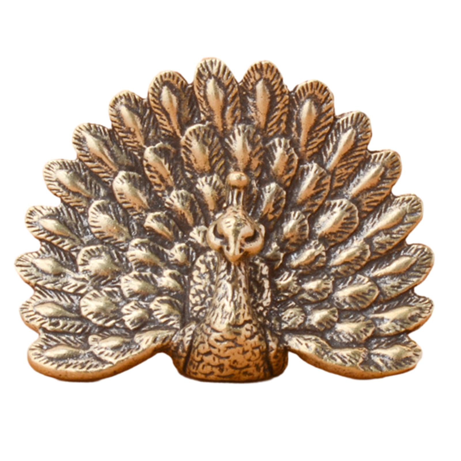 Amazon.co.jp: MERIGLARE 孔雀の像飾り真鍮工芸品座っている置物満開の