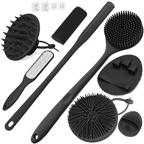 Manmihealth Silicone Body Scrubber Scalp Toe Cleaning Brush Set