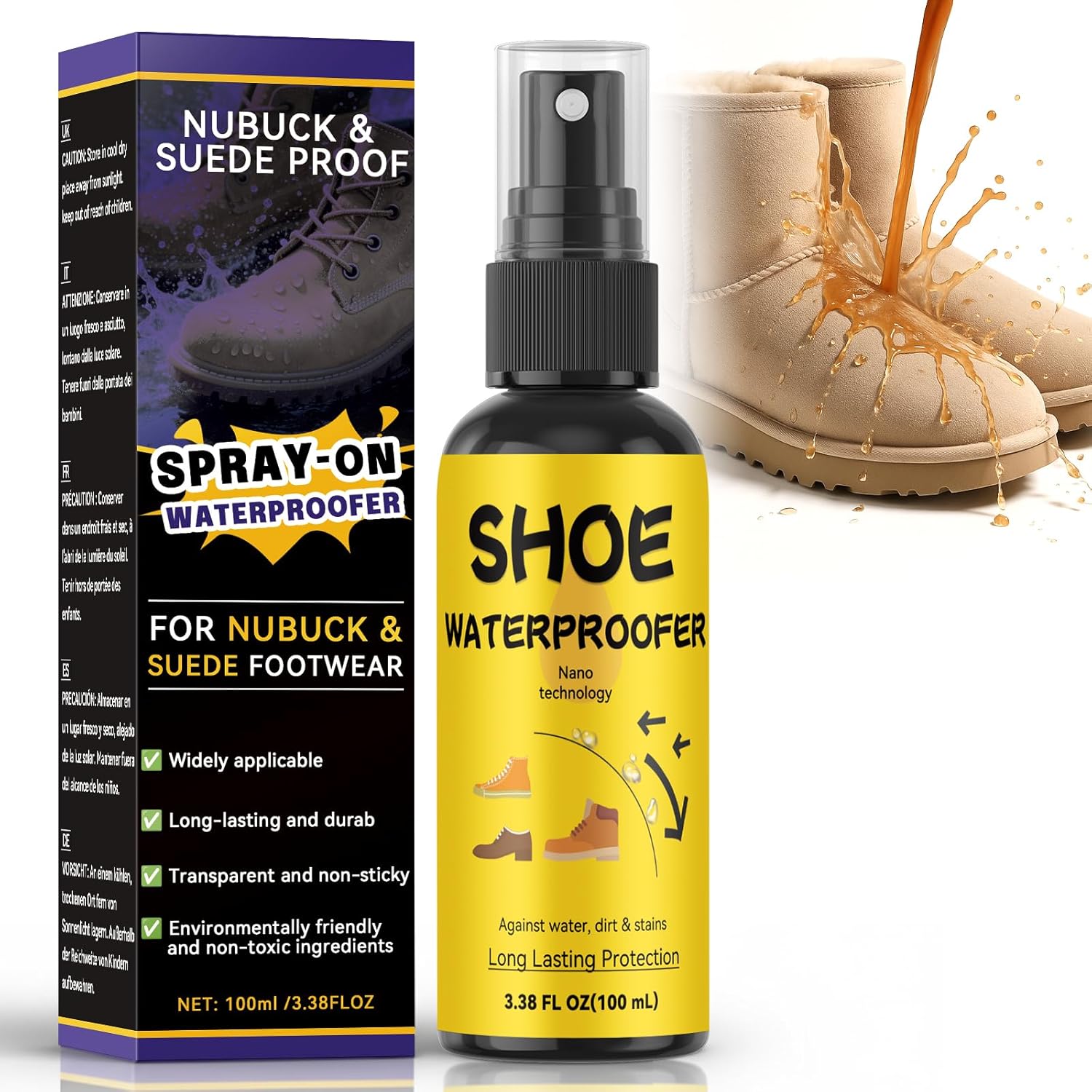 Halldeli Waterproof Spray for Shoes, Shoe Protector Spray, Suede ...
