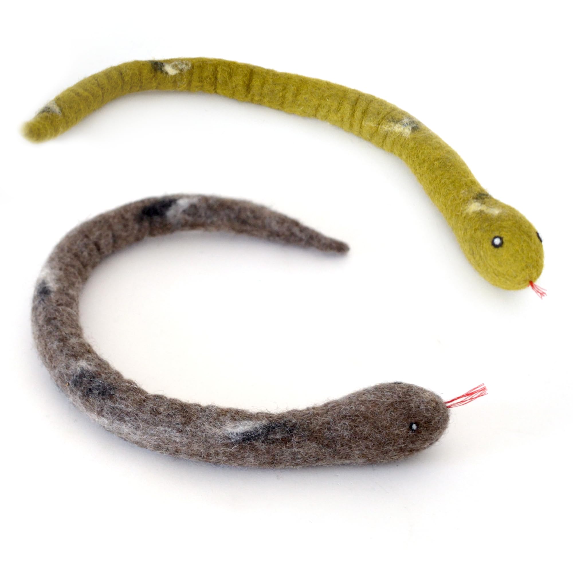 Glaciart One Felt Cat Snake Toy – Soft Fuzzy Enrichment 100% Natural Wool - Interactive Catnip Play Cat Toy Set - Safe for Pets, Non-AZO Colored Dyes