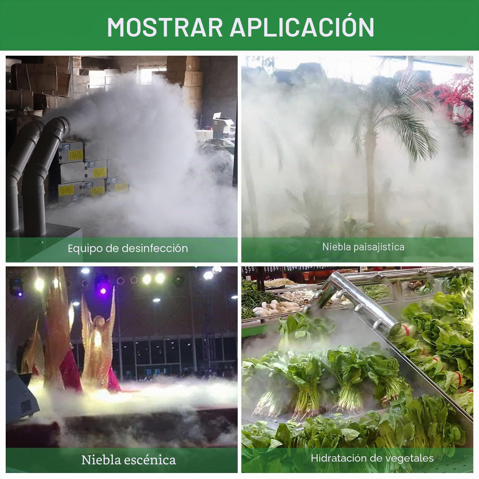10 Cabezas Fabricante de Niebla 7L/H Generadores de Niebla Pesado por Ultrasonidos con Una Boya y Fuente de Alimentación Impermeable 350W para Paisaje Patio Humidificador