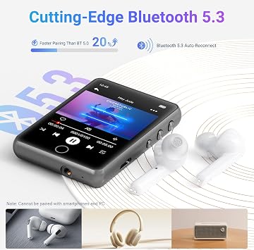 MECHEN 64GB Bluetooth 5.3 MP3 Player 2.4 Touch Screen Gray