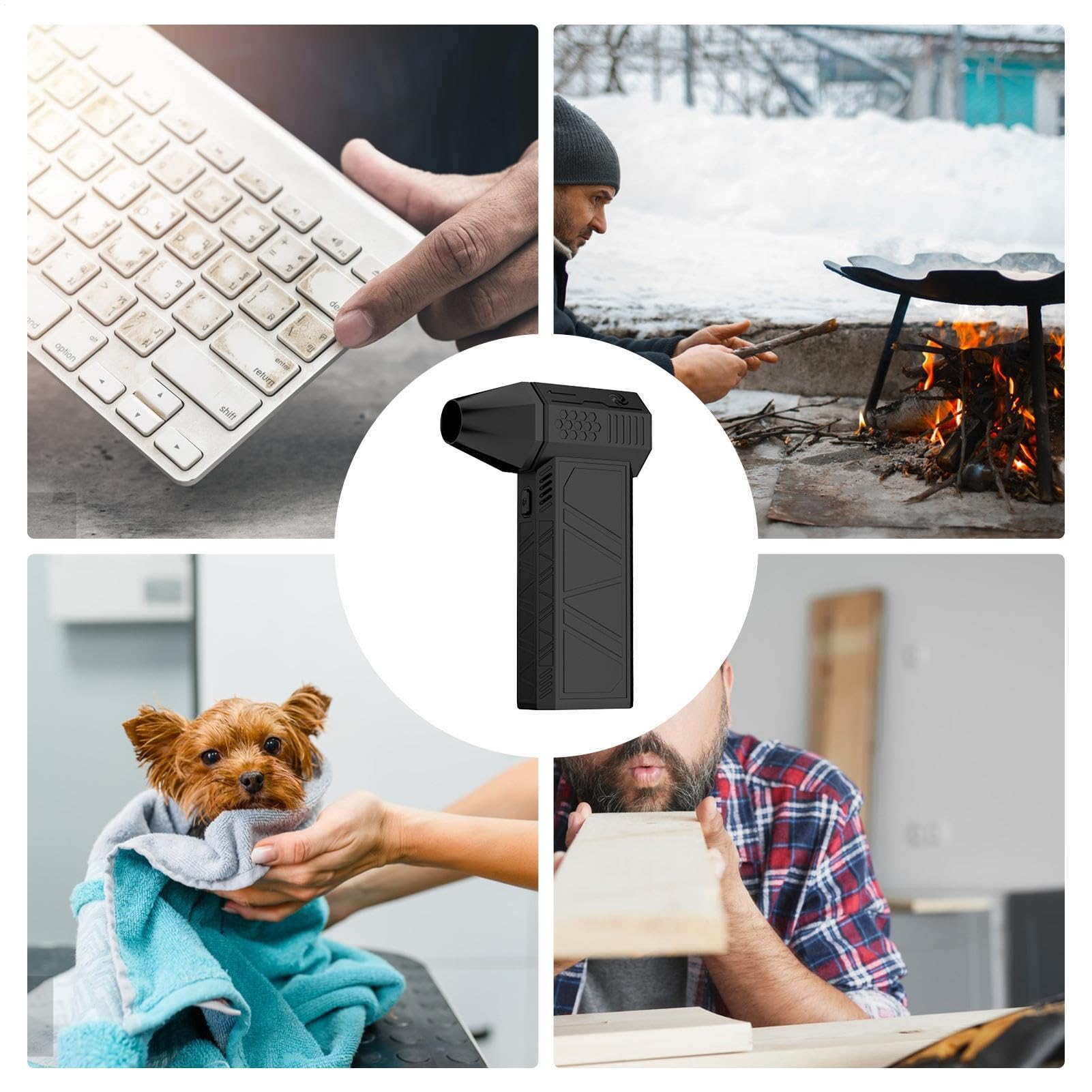 Soffiatore D'aria Potente Batteria Ricaricabile Da 3000 mAh | Alimentazione Senza Filo Soffiatore Portatile Ricaricabile per Attività all'Aperto come Campeggio e Barbecue