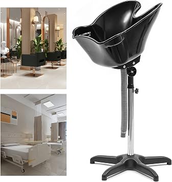 Mobile Shampoo Basin Sink Stand with Height Adjustable, Portable Large Salon Hair Hairdressing Back Wash Shampoo Bowl Deep Basin Hair Washing Sink