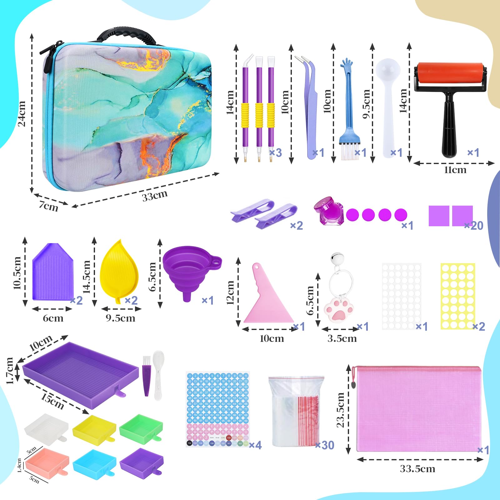 Diamond Painting Kit Completo,Diamond Painting Accessori,70 Slots Diamant Painting Accessori,Strumenti di Pittura Diamante,per Fai da Te,Gioielli,Artigianato d'Arte E Punto Croce