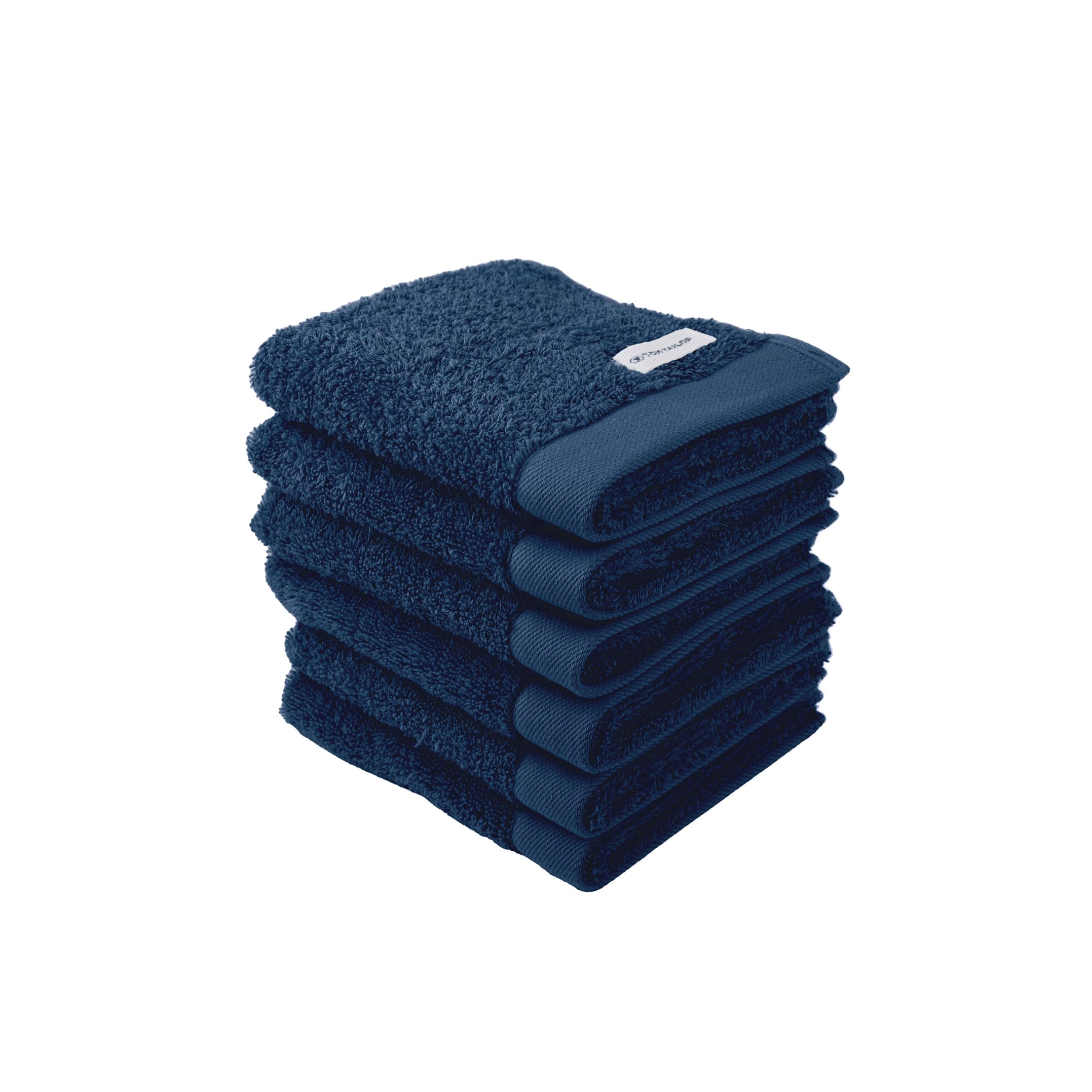 Herding Tom Tailor Guest Towels, Set of 6, 30 x 50 cm, 100% Cotton/Terry Towels, with Hanger and Label with Logo, Colour Bath Towel Blue (Dark Navy)