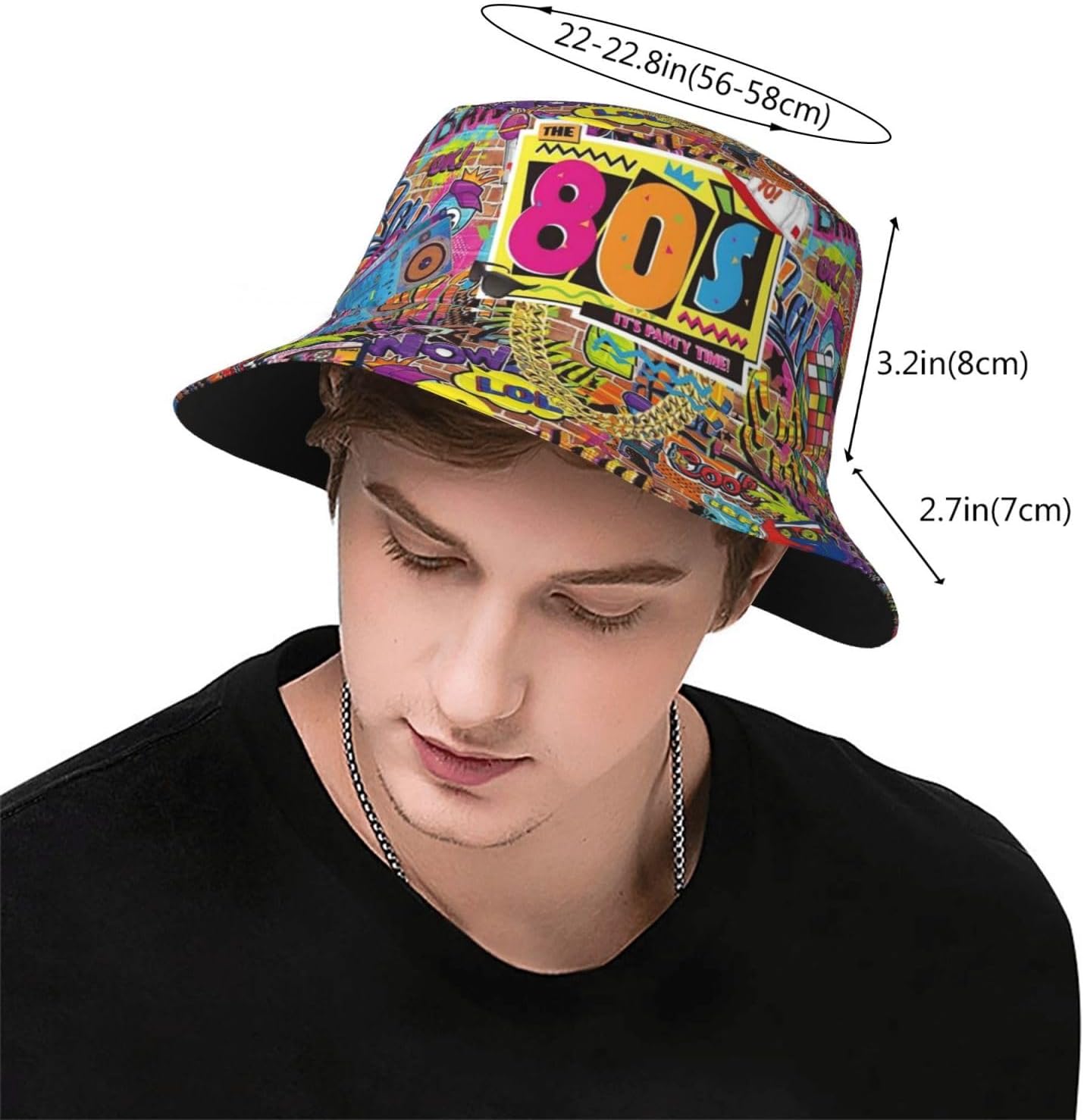 80s Style Bucket Hat Fisherman Hat Beach Travel Sun Hat Outdoor Cap for Adults Men Women - Image 3