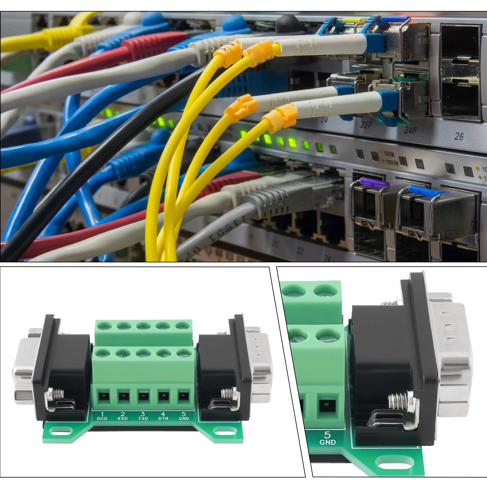 2 Piezas DB9 Macho A Hembra Placa de Conexión RS232 D-Sub Terminal Serial A 9 Pines para Equipo de Control Industrial Automático Caja Registradora