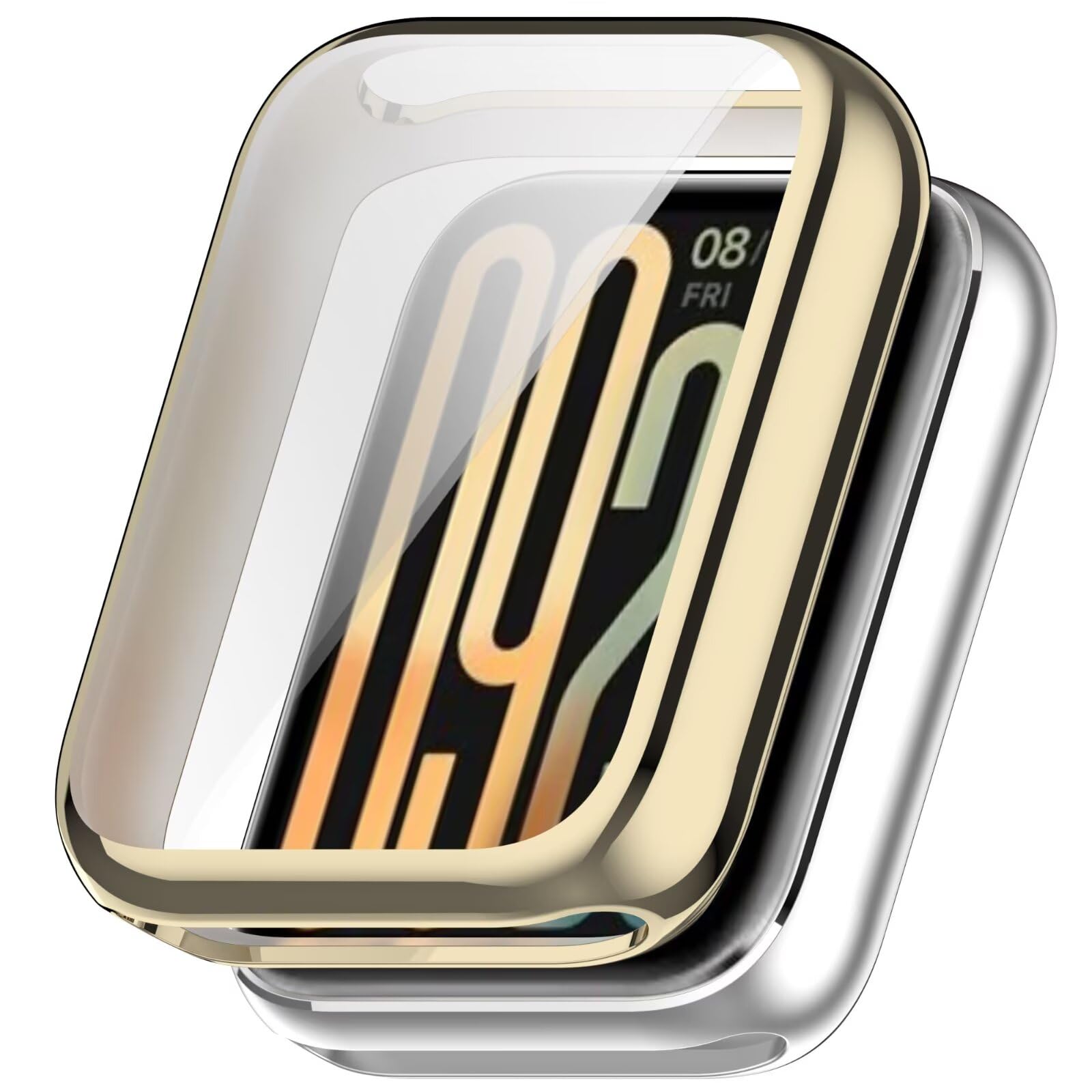 FTRONGRT Etui kompatybilne z Xiaomi Smart Band 10 Pro, odporne na zarysowania, miękka galwanizacja TPU, etui na zegarek all-inclusive. Złoto