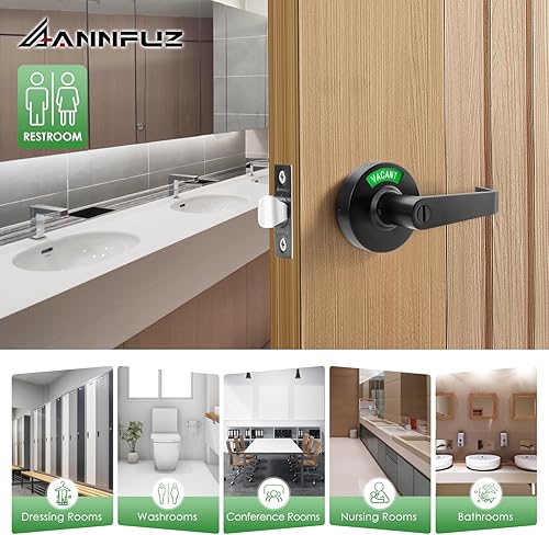 Miniatura 4 de Cerradura de palanca de privacidad sin llave con indicador en uso o vacío, cerradura de puerta de baño ocupada vacante para baños, letrero de