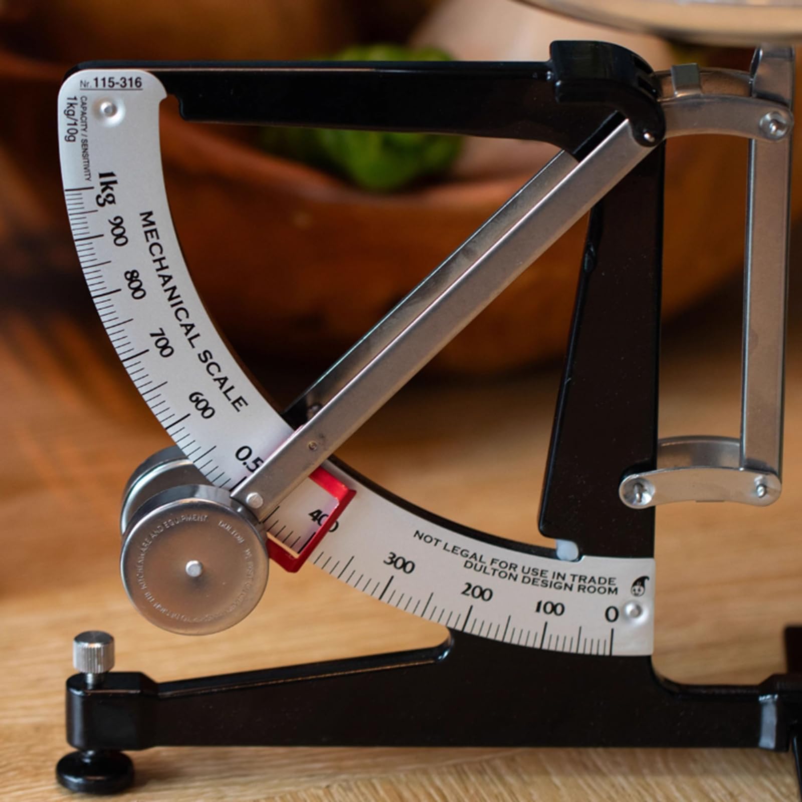 Échelle de Cuisine mécanique 1 kg - Équilibre métallique Robuste avec Pendule en Acier Inoxydable et Plateau en Aluminium, sans Batterie, pour la Nourriture, Les laboratoires et l'électronique Red