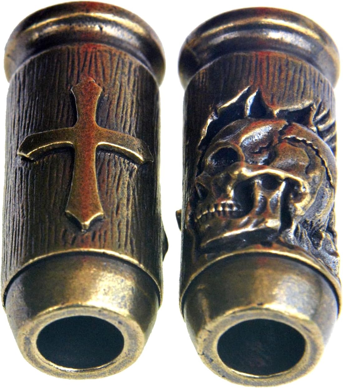 Knife Lanyard, Necklace Pendant, Charms, Buckle, Flashlights, Zipper Pull, Knife Pendant, Retro Solid Brass Bullet Beads for EDC 550 Paracord DIY Accessorie (Cross Skull) ST# - Image 3