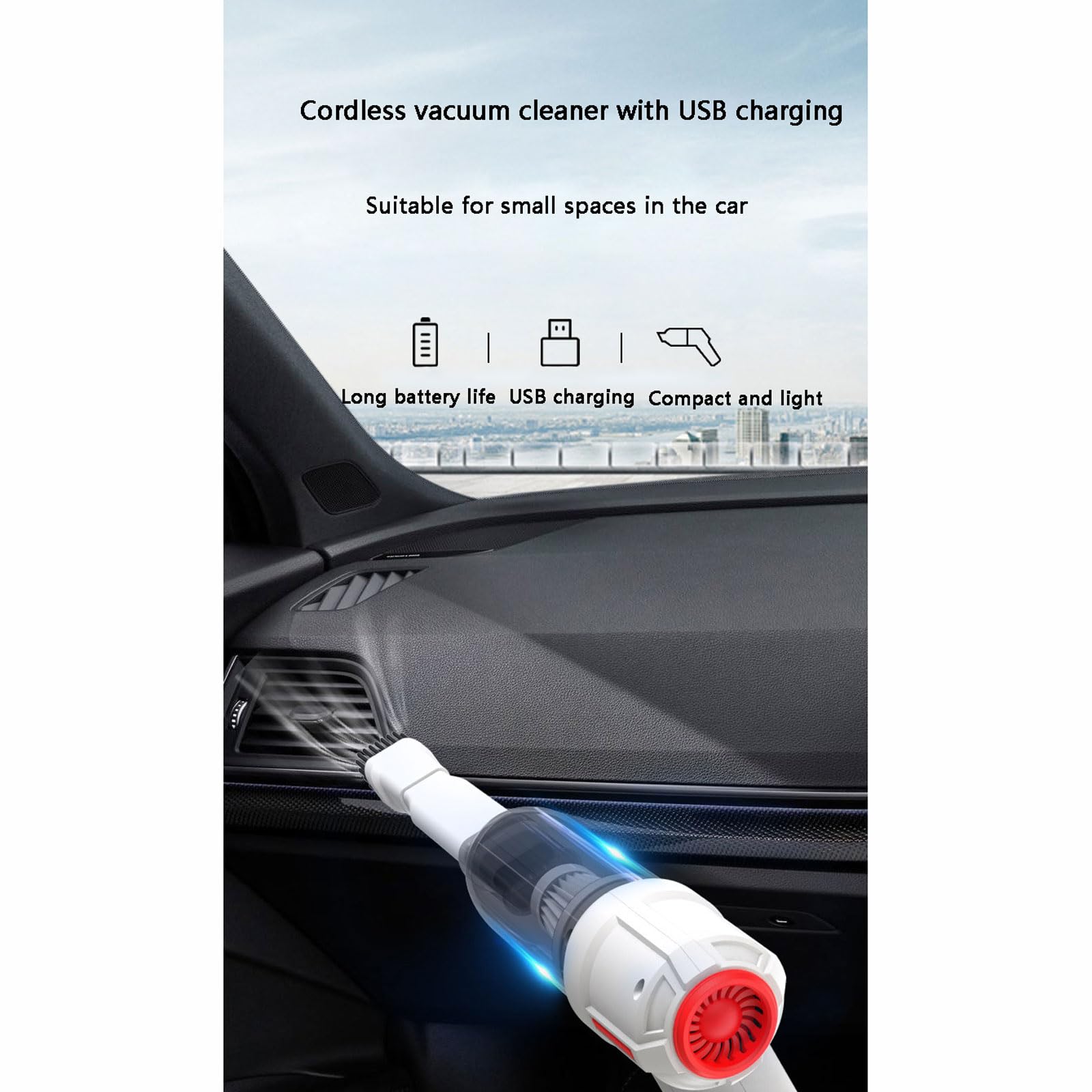 aspiradora para Coche, Aspiradora y sopladora Ligera 3 en 1 Recargable por USB